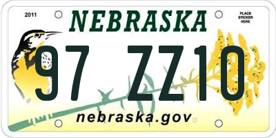NE license plate 97ZZ10