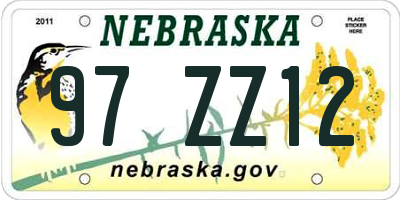 NE license plate 97ZZ12