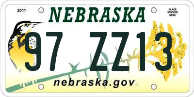NE license plate 97ZZ13