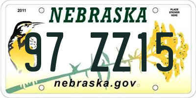 NE license plate 97ZZ15