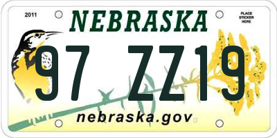 NE license plate 97ZZ19