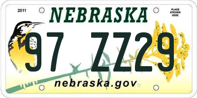 NE license plate 97ZZ29