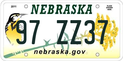 NE license plate 97ZZ37