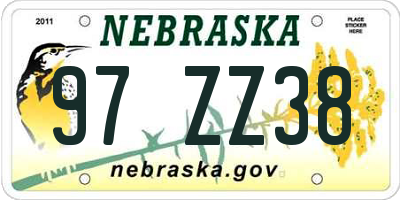 NE license plate 97ZZ38