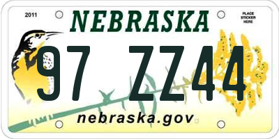 NE license plate 97ZZ44