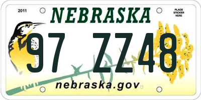NE license plate 97ZZ48