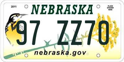 NE license plate 97ZZ70