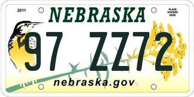NE license plate 97ZZ72