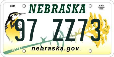 NE license plate 97ZZ73