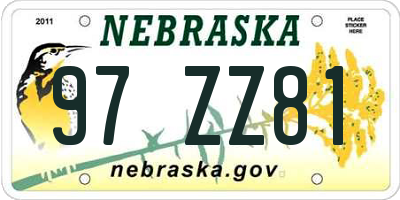 NE license plate 97ZZ81