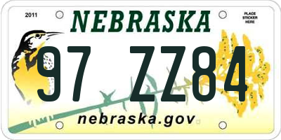 NE license plate 97ZZ84