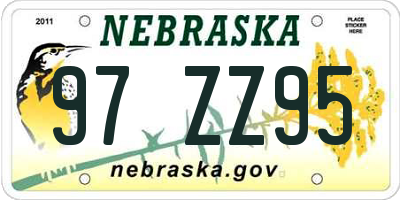 NE license plate 97ZZ95