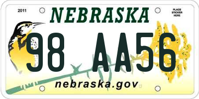 NE license plate 98AA56
