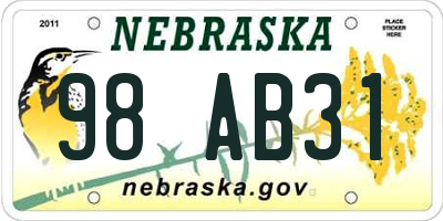 NE license plate 98AB31