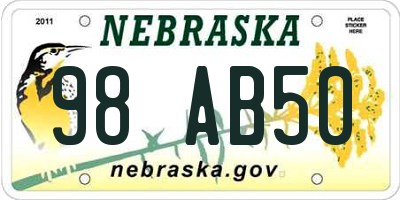 NE license plate 98AB50
