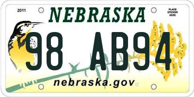NE license plate 98AB94