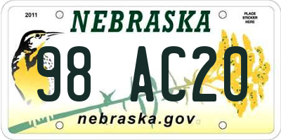 NE license plate 98AC20