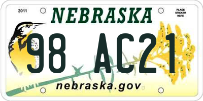 NE license plate 98AC21