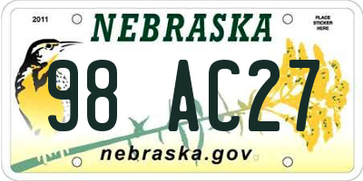 NE license plate 98AC27