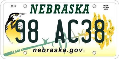 NE license plate 98AC38