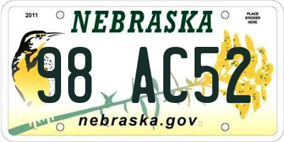NE license plate 98AC52