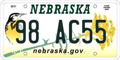 NE license plate 98AC55
