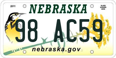 NE license plate 98AC59
