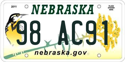 NE license plate 98AC91