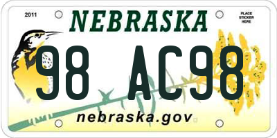 NE license plate 98AC98