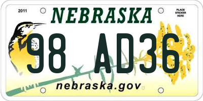 NE license plate 98AD36
