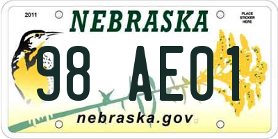 NE license plate 98AE01