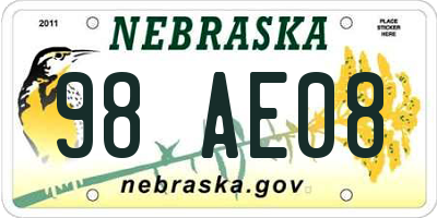 NE license plate 98AE08