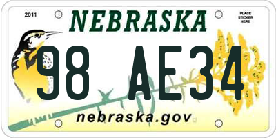 NE license plate 98AE34