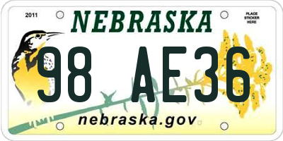NE license plate 98AE36