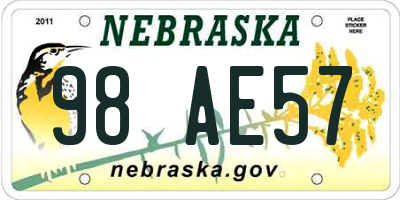NE license plate 98AE57