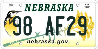 NE license plate 98AF29