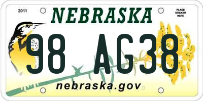 NE license plate 98AG38