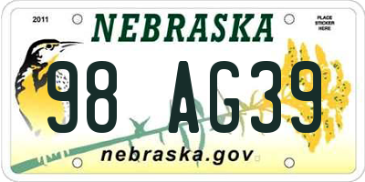 NE license plate 98AG39