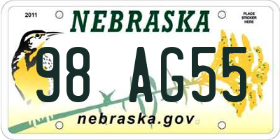 NE license plate 98AG55
