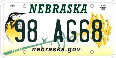 NE license plate 98AG68