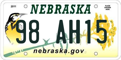NE license plate 98AH15