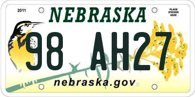 NE license plate 98AH27