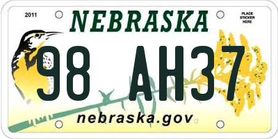 NE license plate 98AH37