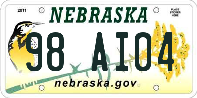 NE license plate 98AI04