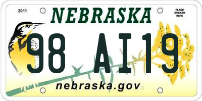 NE license plate 98AI19