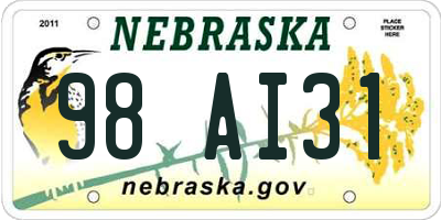 NE license plate 98AI31