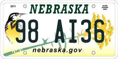 NE license plate 98AI36