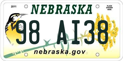 NE license plate 98AI38