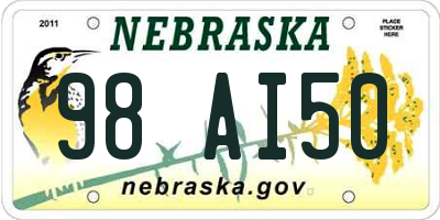 NE license plate 98AI50