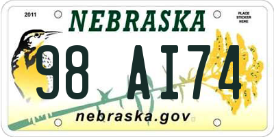NE license plate 98AI74
